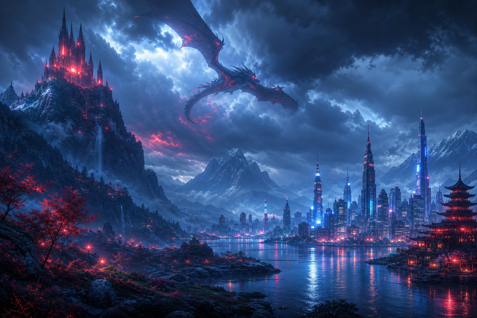 Futuristic Tokyo Street At Night Fantasy Wallpaper  2 4K