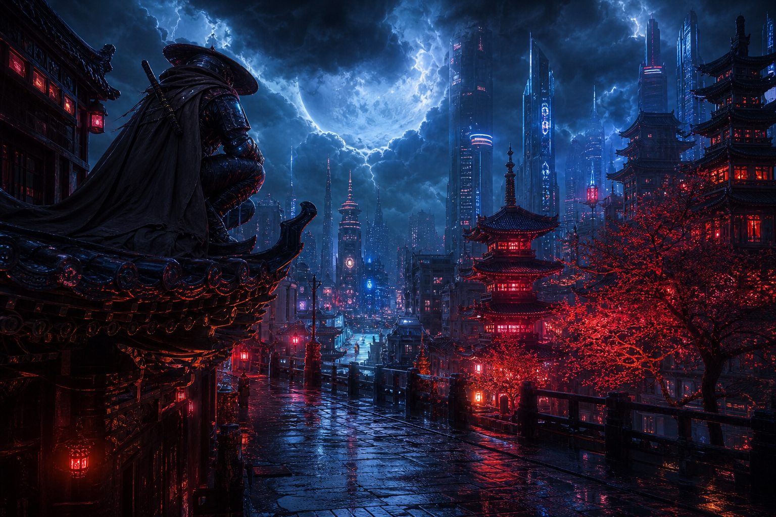 Futuristic Tokyo Street At Night Fantasy Wallpaper  2 4K