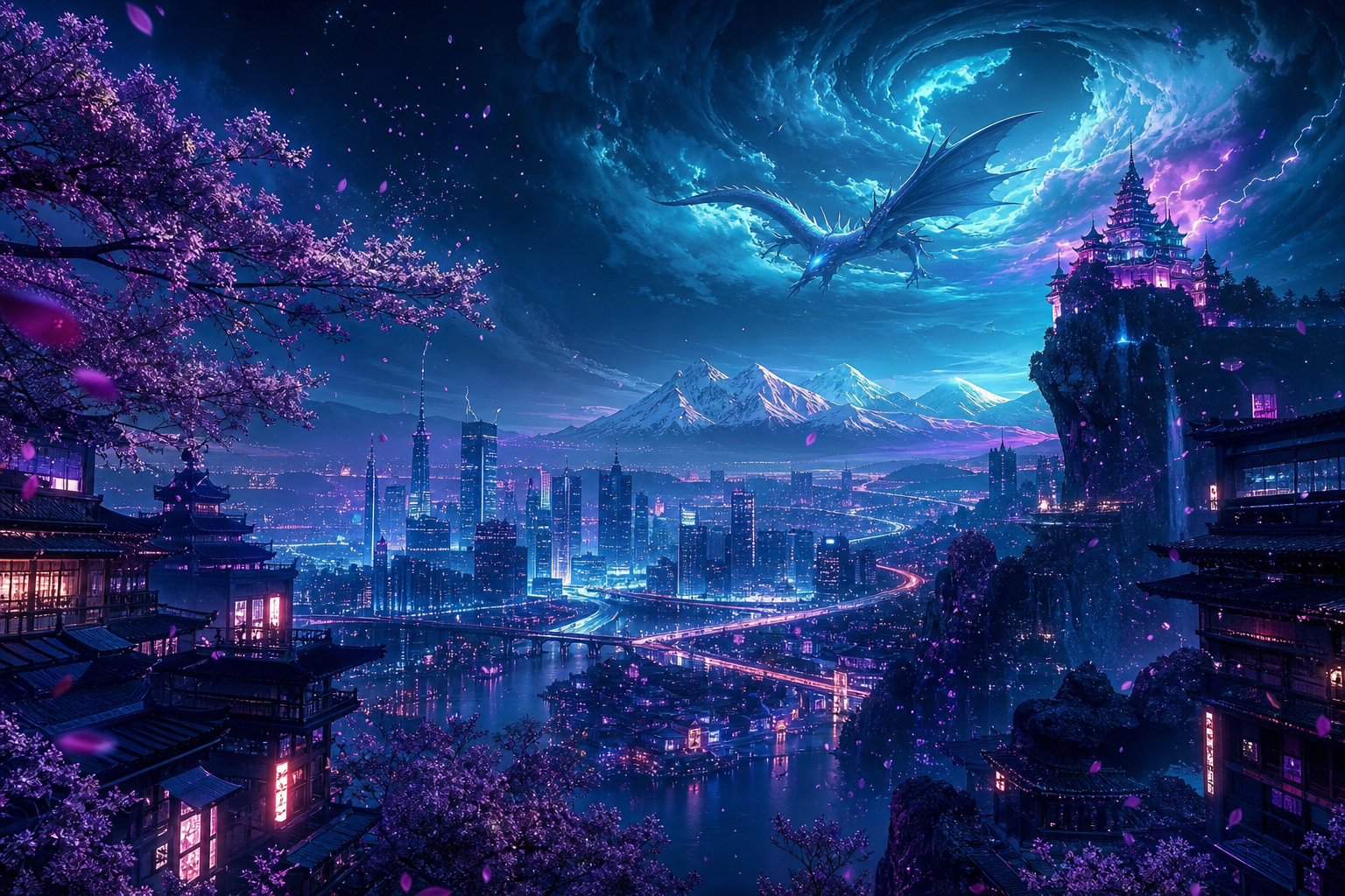 Futuristic Tokyo Street At Night Fantasy Wallpaper  2 4K