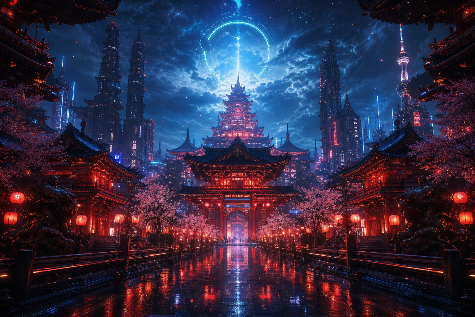 Futuristic Tokyo Street At Night Fantasy Wallpaper  2 4K