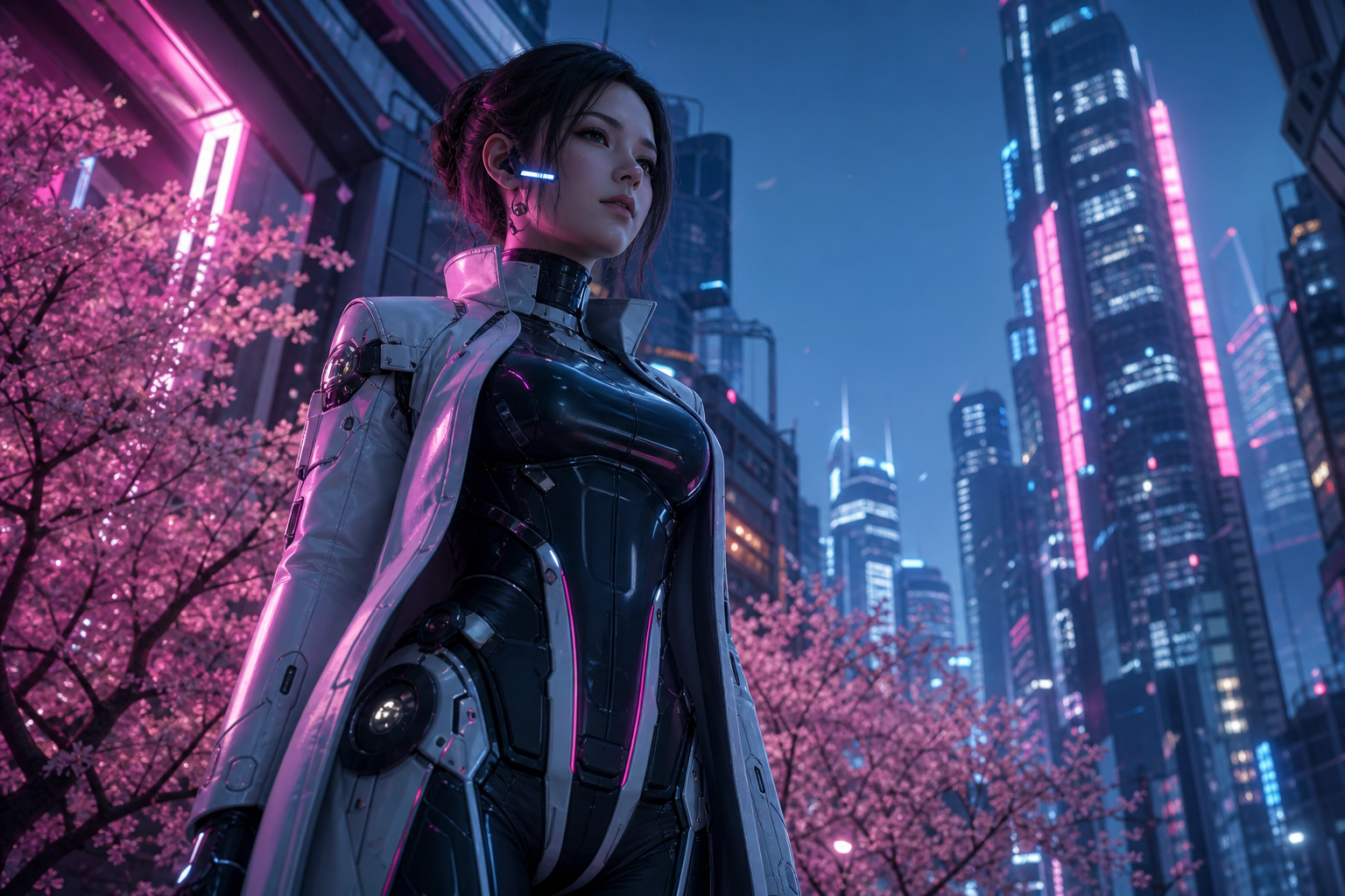 Futuristic Tokyo Street At Night Female-Androids Wallpaper  2 4K