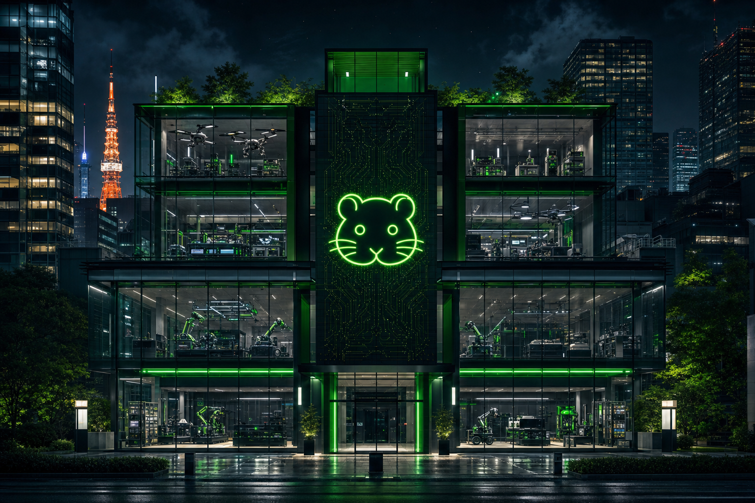 Futuristic Tokyo Street At Night Hamster-Robotics Wallpaper  2 4K