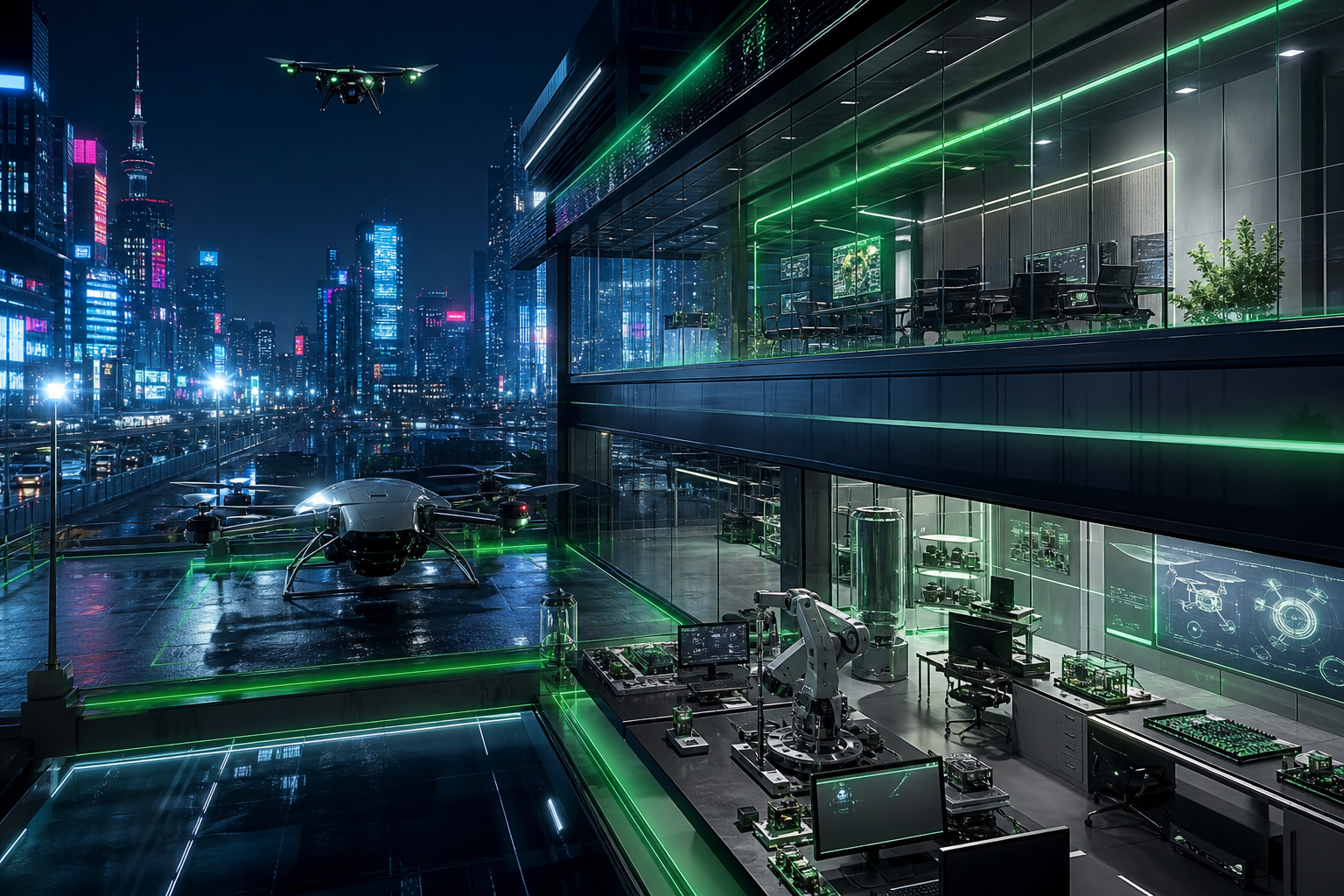 Futuristic Tokyo Street At Night Hamster-Robotics Wallpaper  2 4K