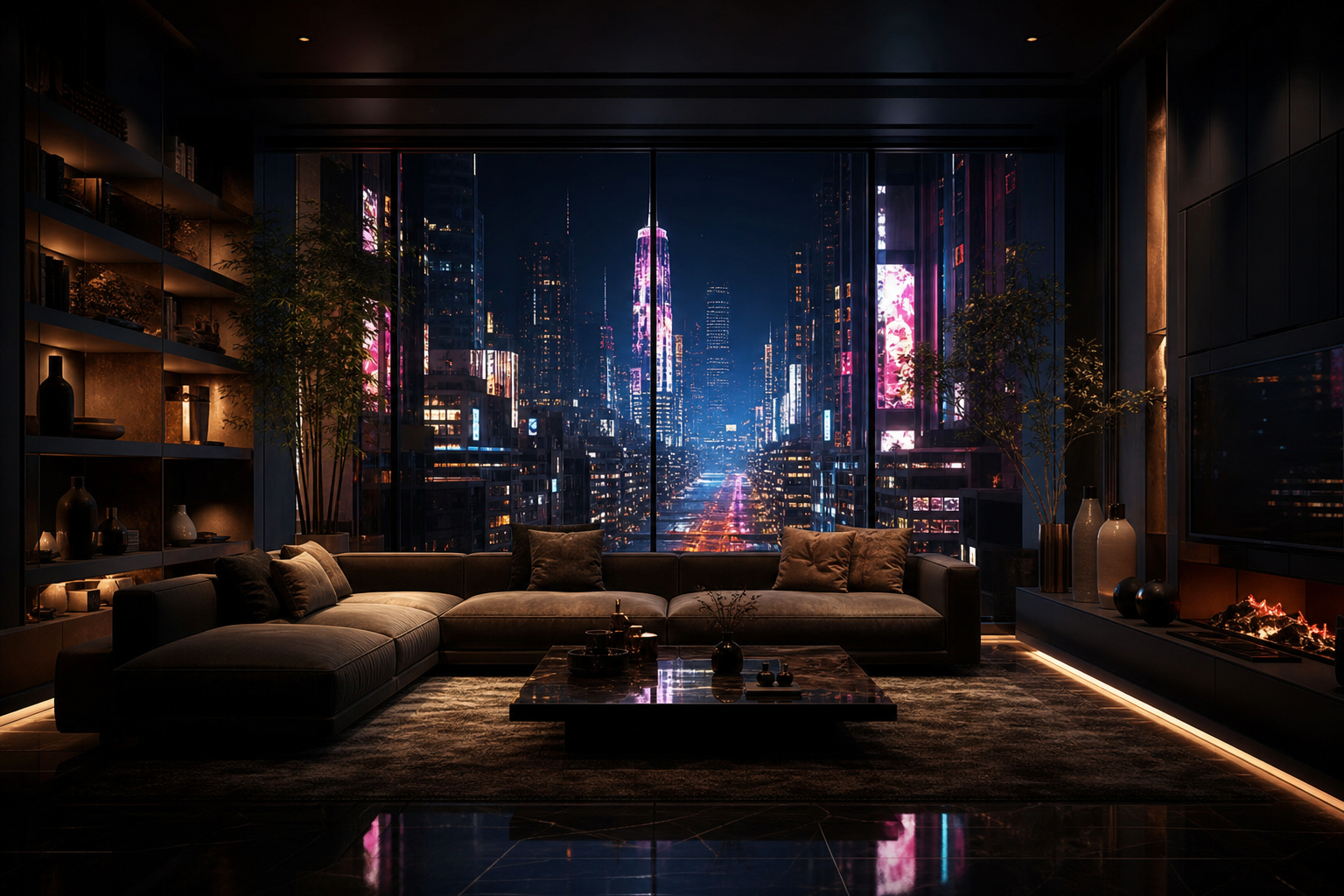Futuristic Tokyo Street At Night Interior-Design Wallpaper  2 4K