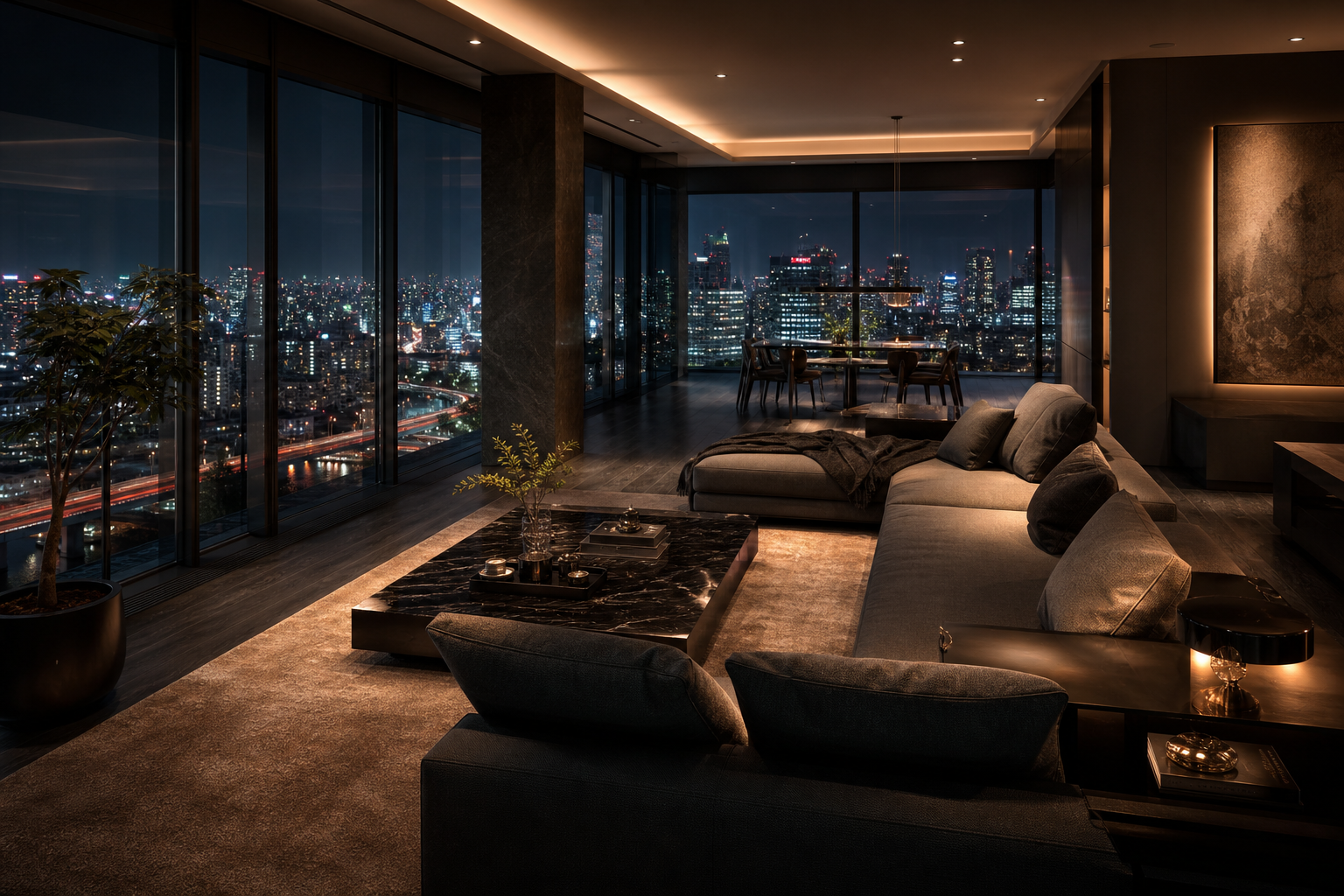 Futuristic Tokyo Street At Night Interior-Design Wallpaper  2 4K