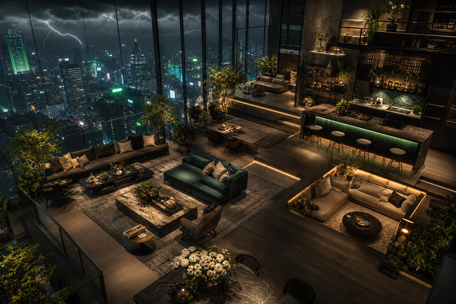 Futuristic Tokyo Street At Night Living-Room-Design Wallpaper  2 4K
