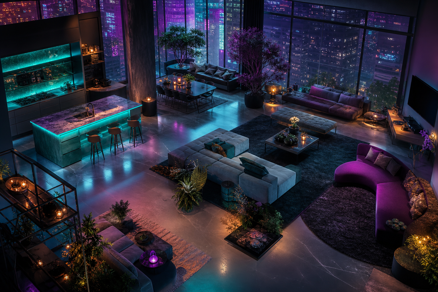 Futuristic Tokyo Street At Night Living-Room-Design Wallpaper  2 4K