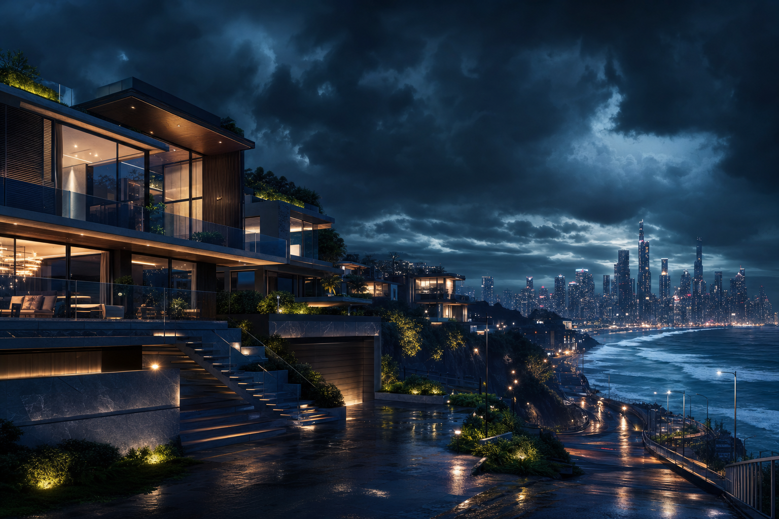 Futuristic Tokyo Street At Night Luxury-Villas Wallpaper  2 4K