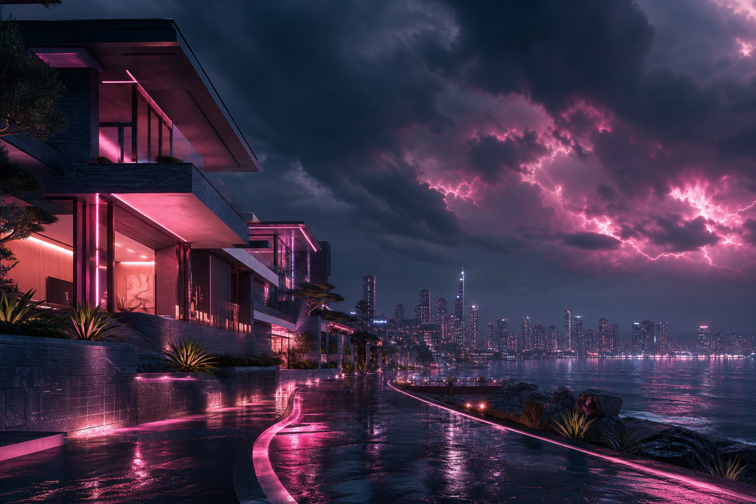 Futuristic Tokyo Street At Night Luxury-Villas Wallpaper  2 4K