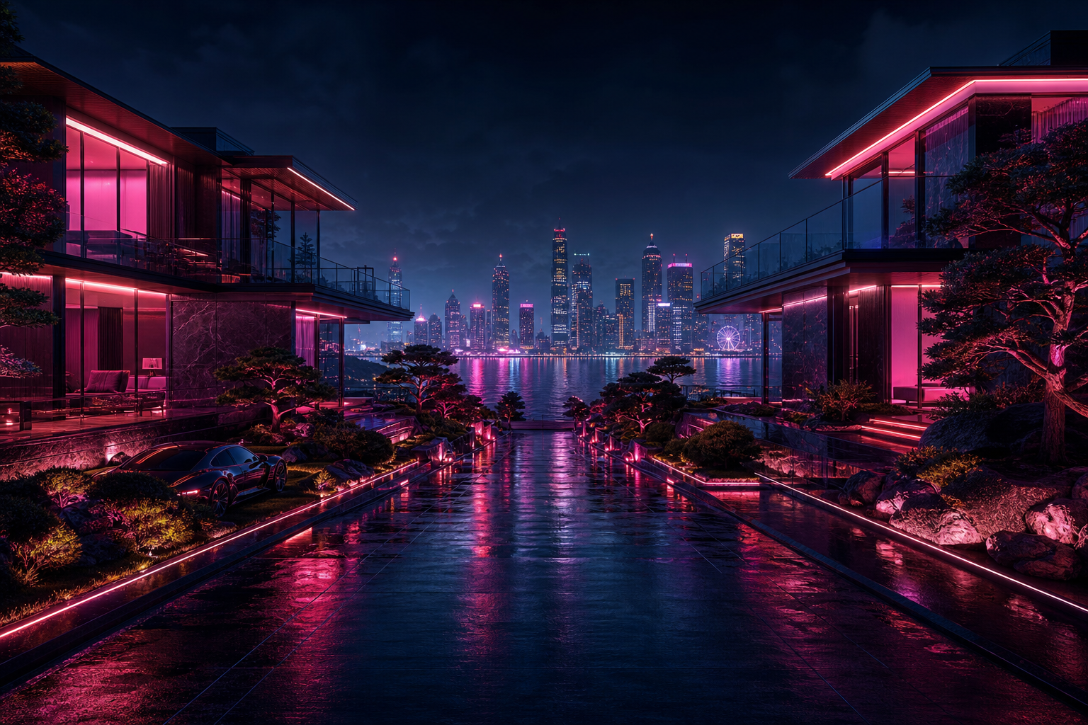 Futuristic Tokyo Street At Night Luxury-Villas Wallpaper  2 4K