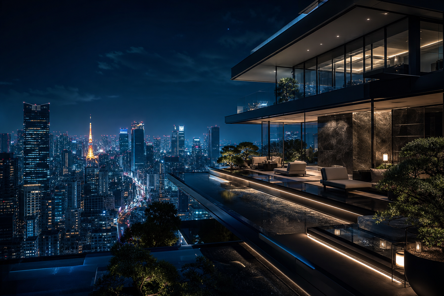 Futuristic Tokyo Street At Night Luxury-Villas Wallpaper  2 4K