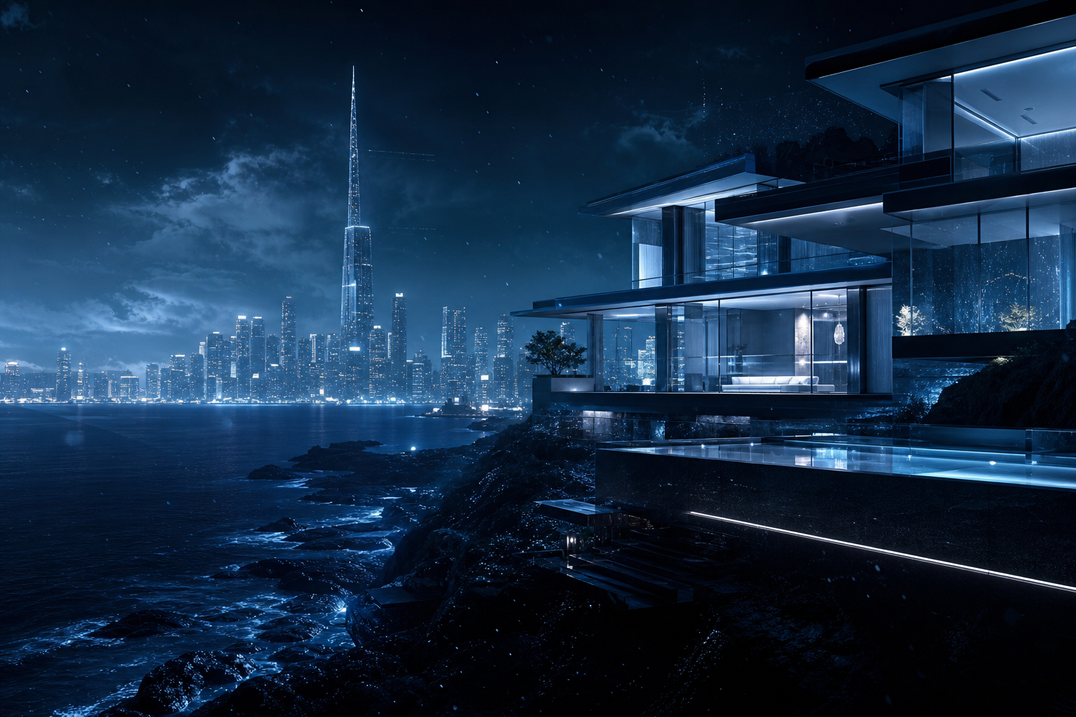 Futuristic Tokyo Street At Night Luxury-Villas Wallpaper  2 4K