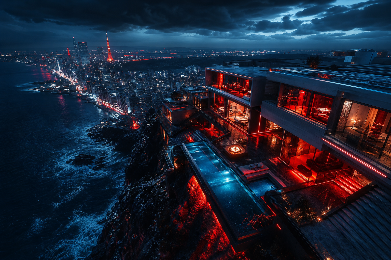 Futuristic Tokyo Street At Night Luxury-Villas Wallpaper  2 4K
