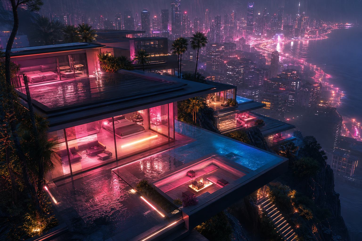 Futuristic Tokyo Street At Night Luxury-Villas Wallpaper  2 4K