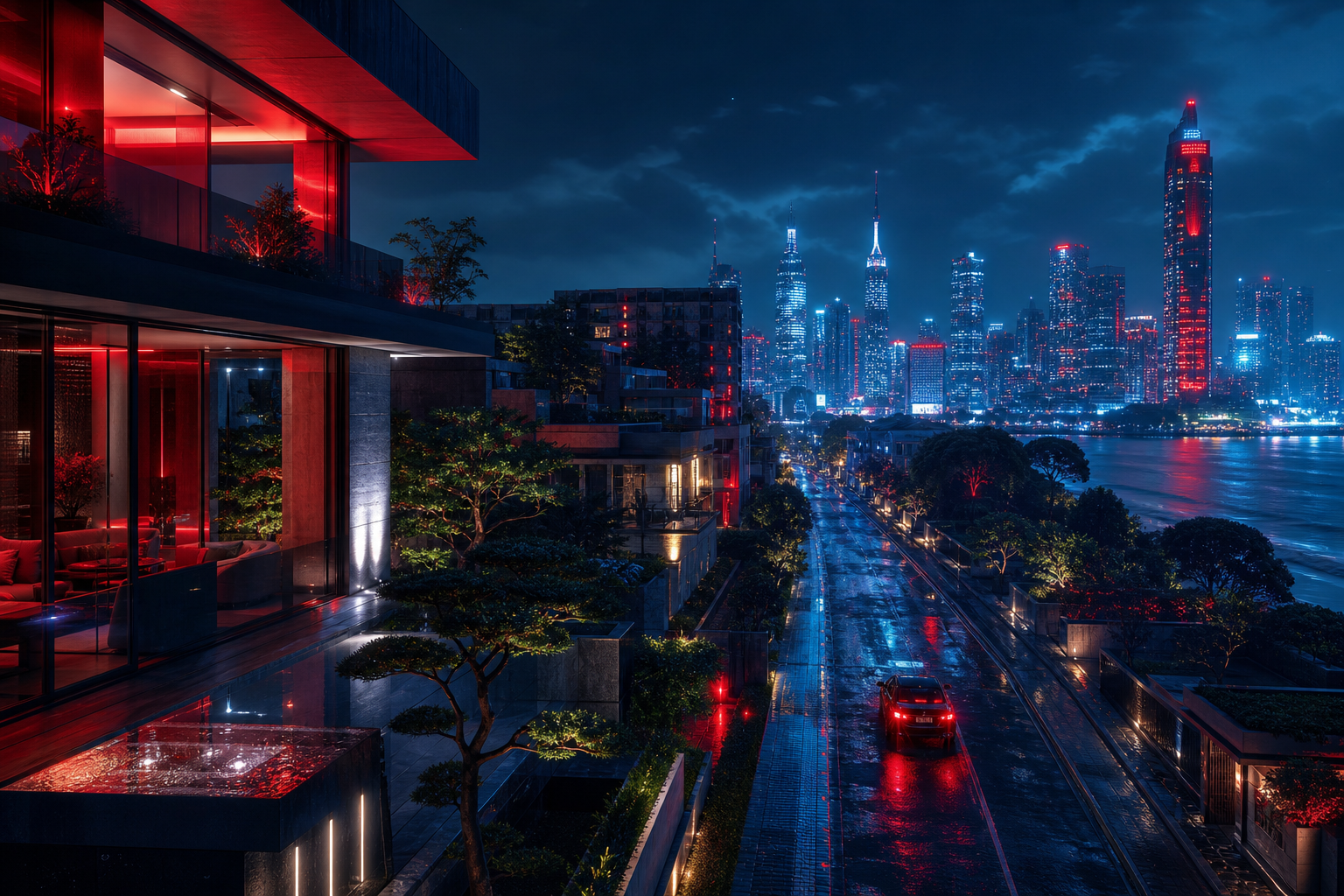 Futuristic Tokyo Street At Night Luxury-Villas Wallpaper  2 4K