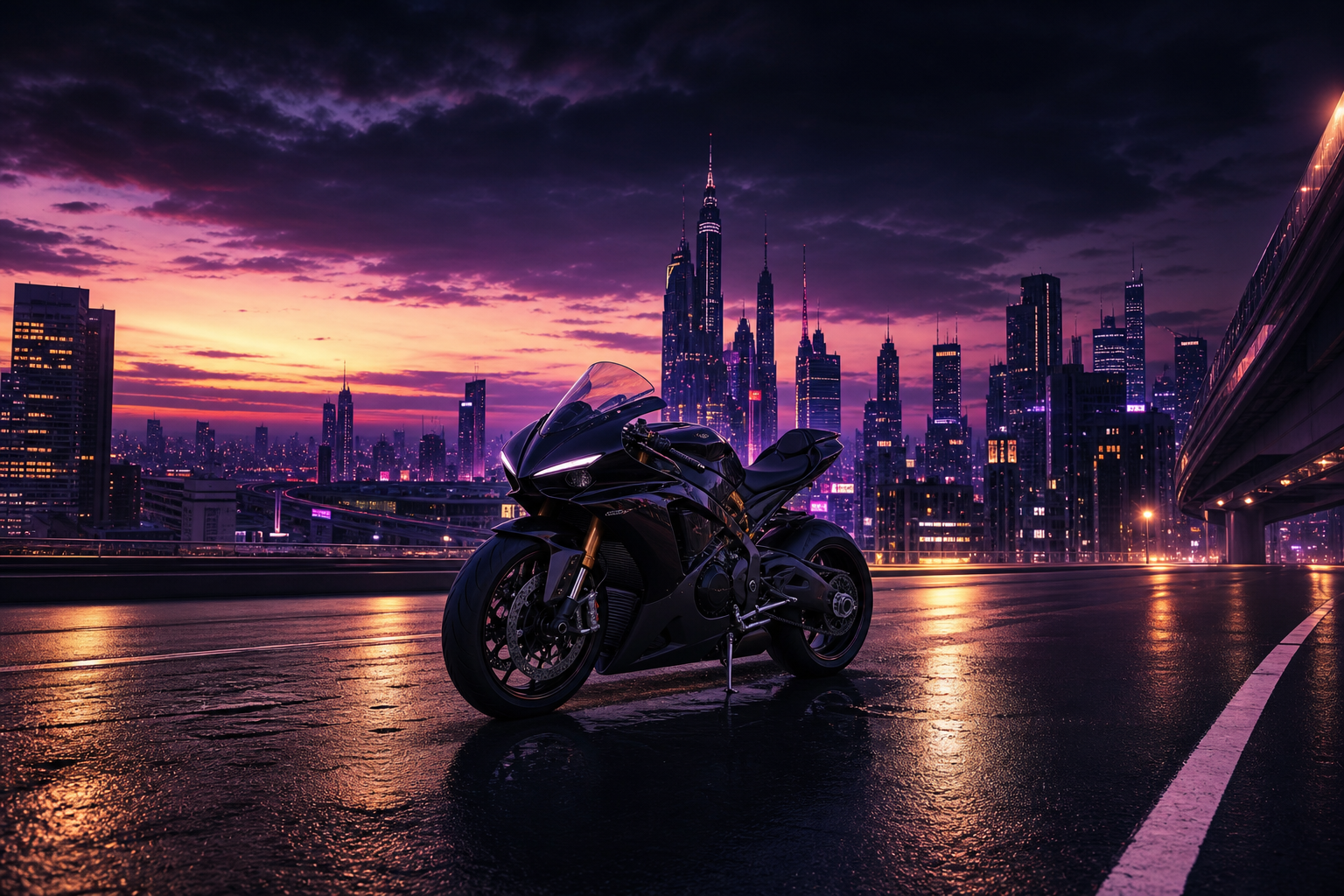 Futuristic Tokyo Street At Night Motorcycles Wallpaper  2 4K