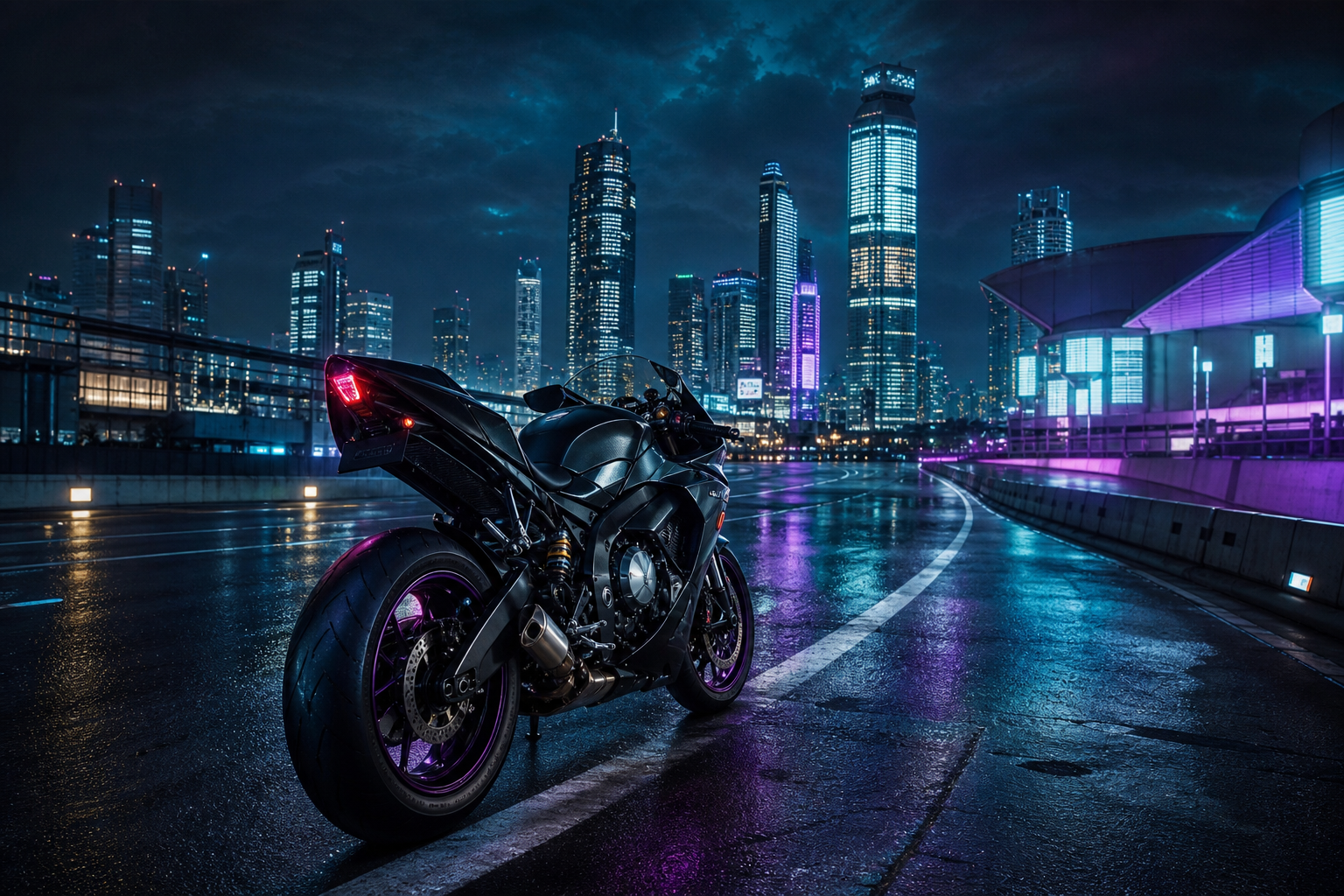 Futuristic Tokyo Street At Night Motorcycles Wallpaper  2 4K