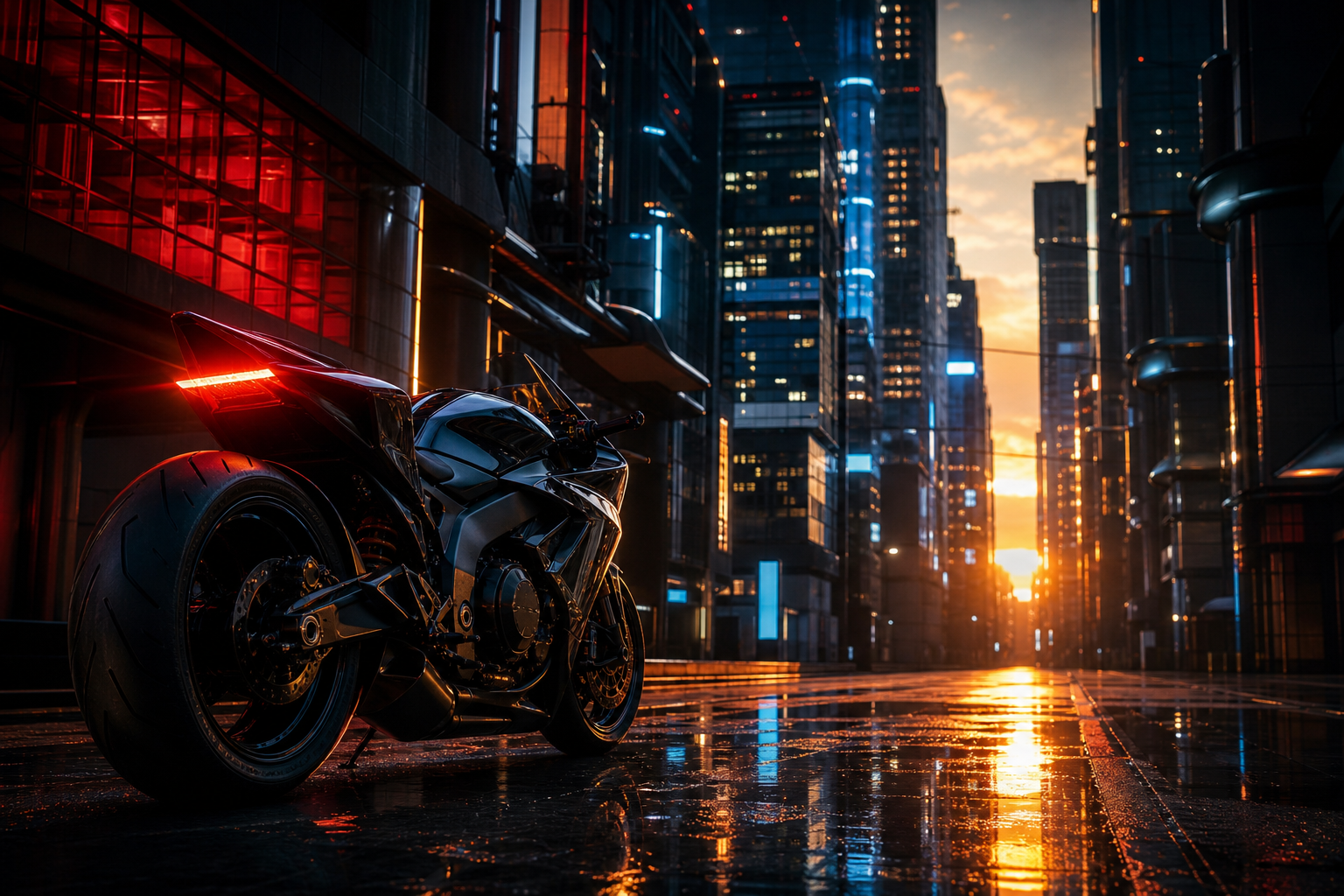 Futuristic Tokyo Street At Night Motorcycles Wallpaper  2 4K