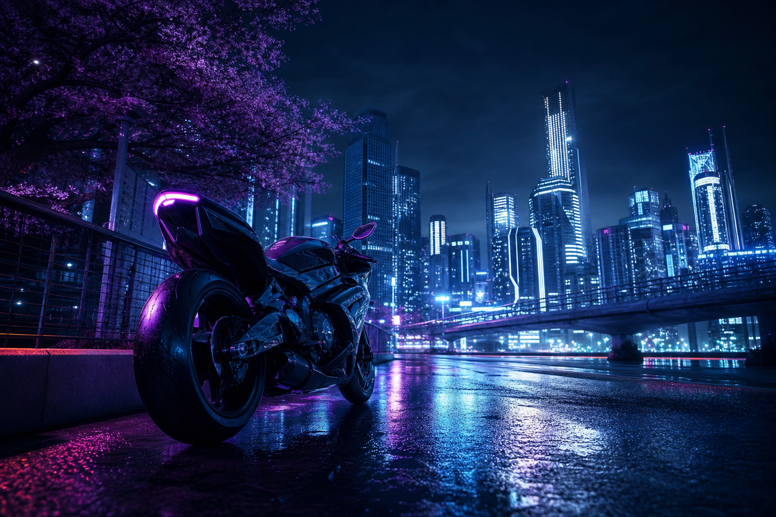 Futuristic Tokyo Street At Night Motorcycles Wallpaper  2 4K