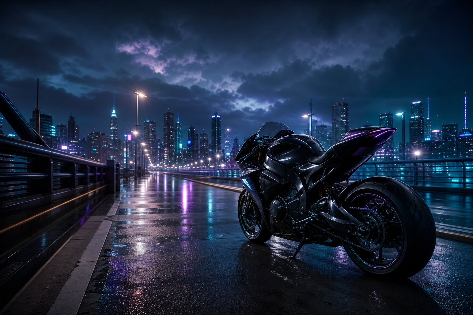 Futuristic Tokyo Street At Night Motorcycles Wallpaper  2 4K