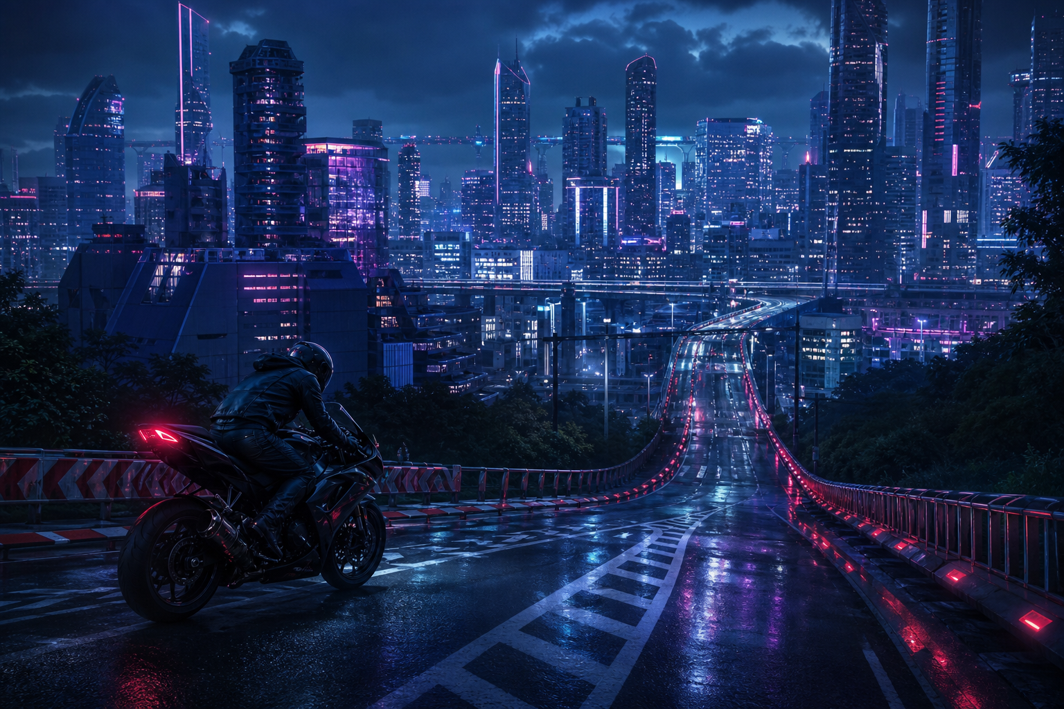 Futuristic Tokyo Street At Night Motorcycles Wallpaper  2 4K