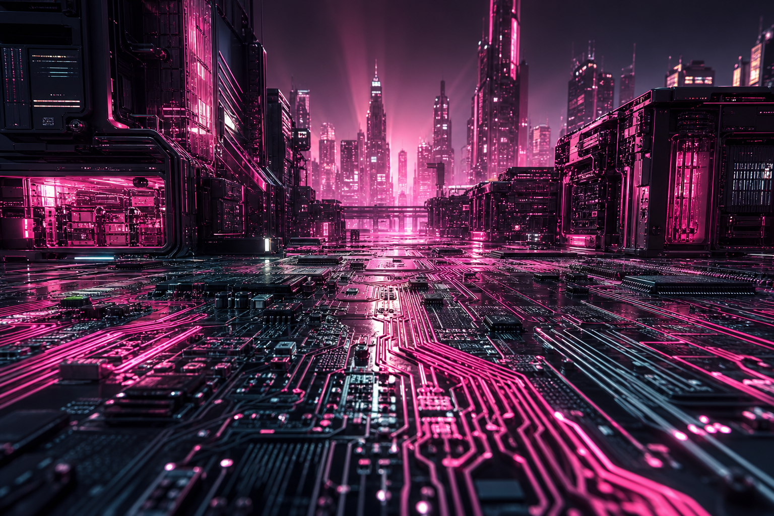 Futuristic Tokyo Street At Night Pcb-Design Wallpaper  2 4K