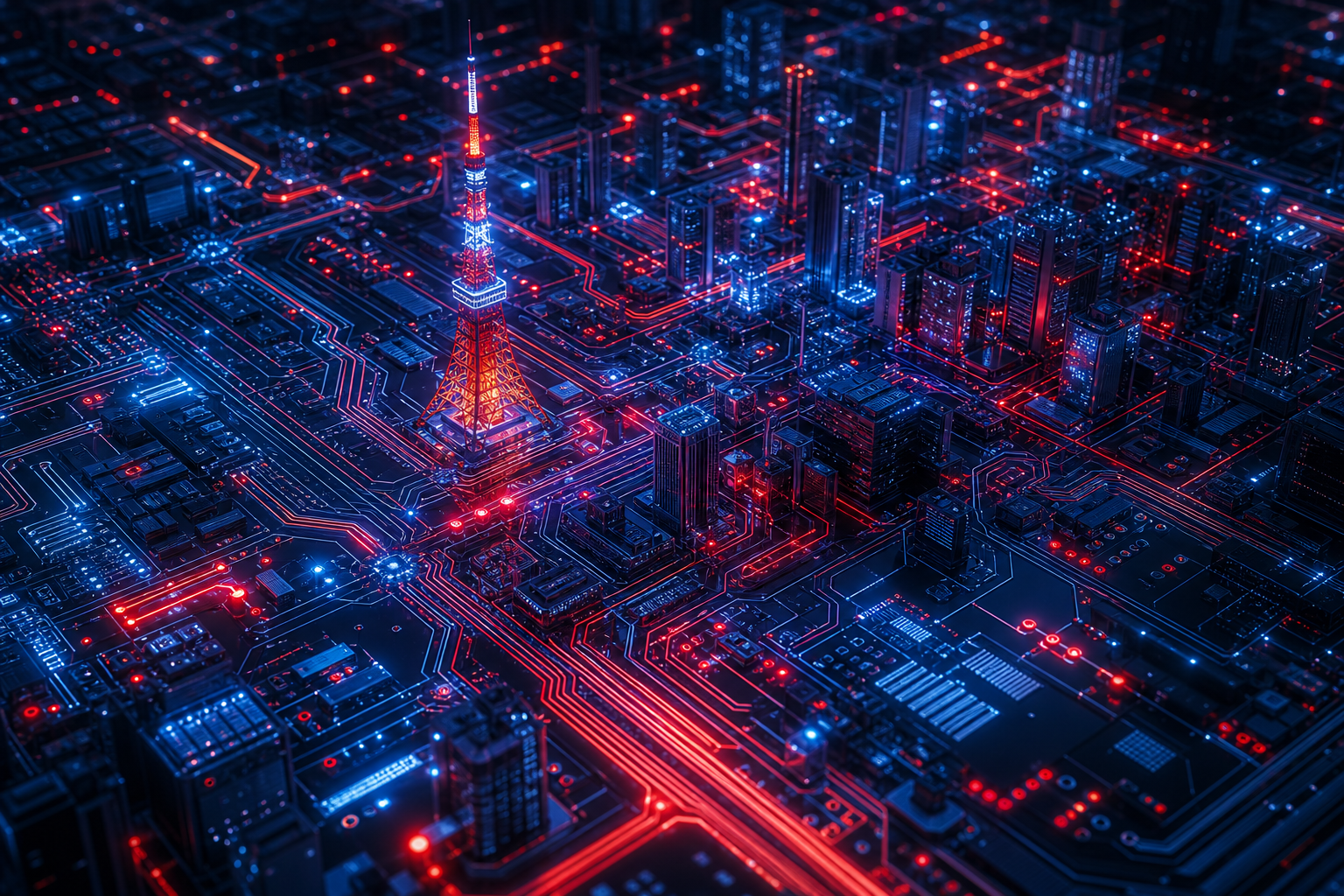 Futuristic Tokyo Street At Night Pcb-Design Wallpaper  2 4K
