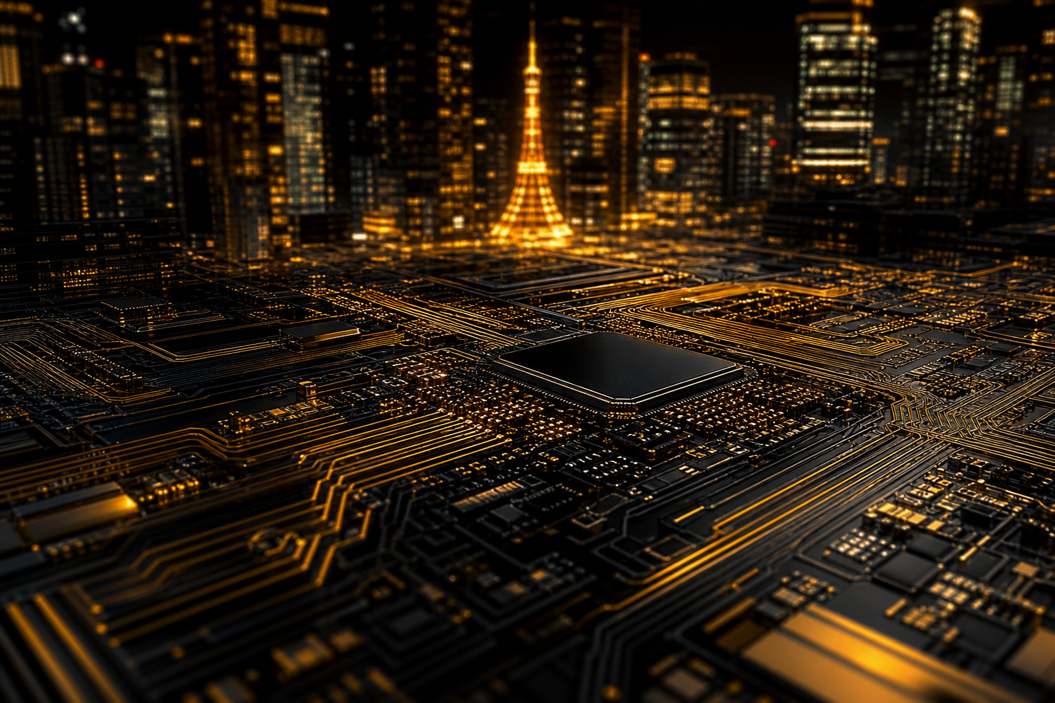 Futuristic Tokyo Street At Night Pcb-Design Wallpaper  2 4K