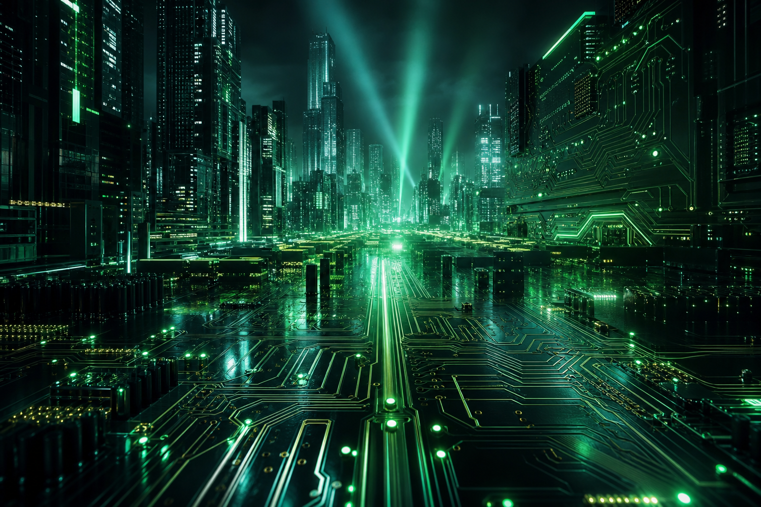 Futuristic Tokyo Street At Night Pcb-Design Wallpaper  2 4K