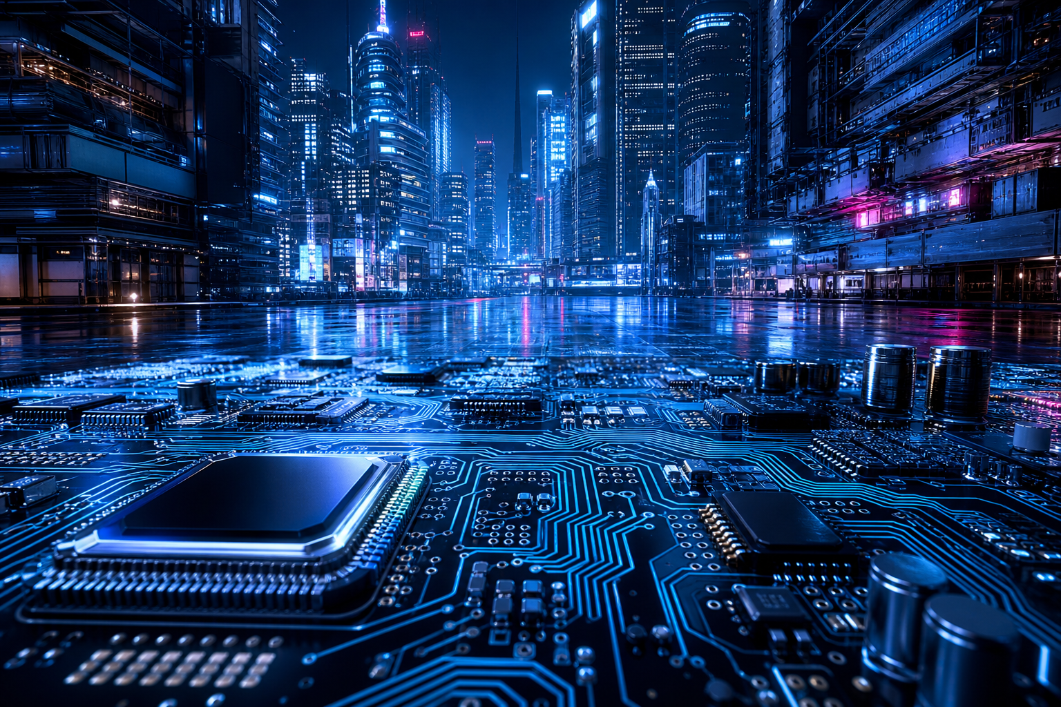 Futuristic Tokyo Street At Night Pcb-Design Wallpaper  2 4K