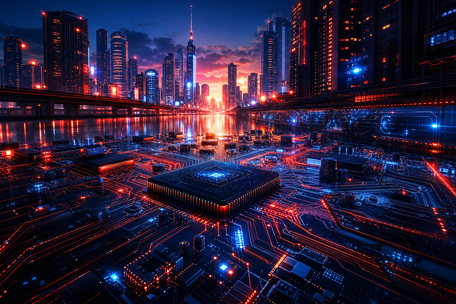 Futuristic Tokyo Street At Night Pcb-Design Wallpaper  2 4K