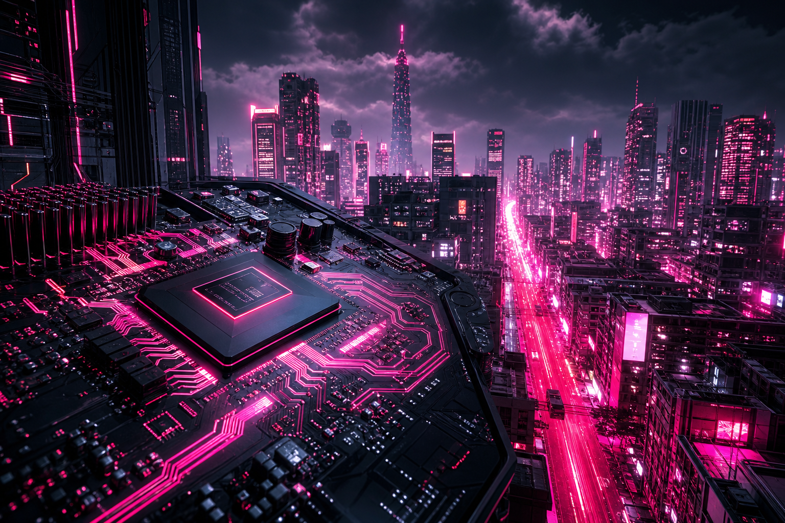 Futuristic Tokyo Street At Night Pcb-Design Wallpaper  2 4K