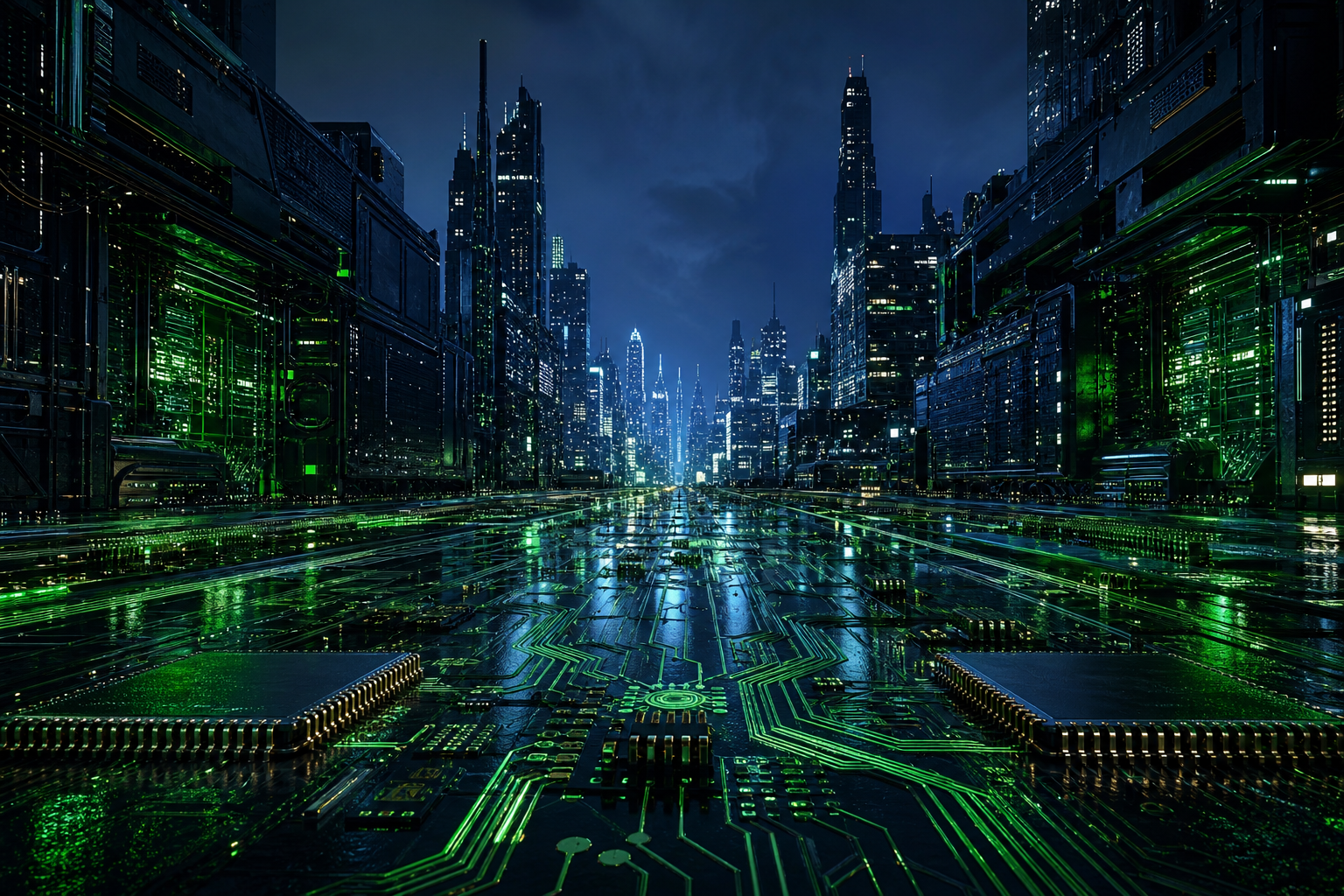Futuristic Tokyo Street At Night Pcb-Design Wallpaper  2 4K