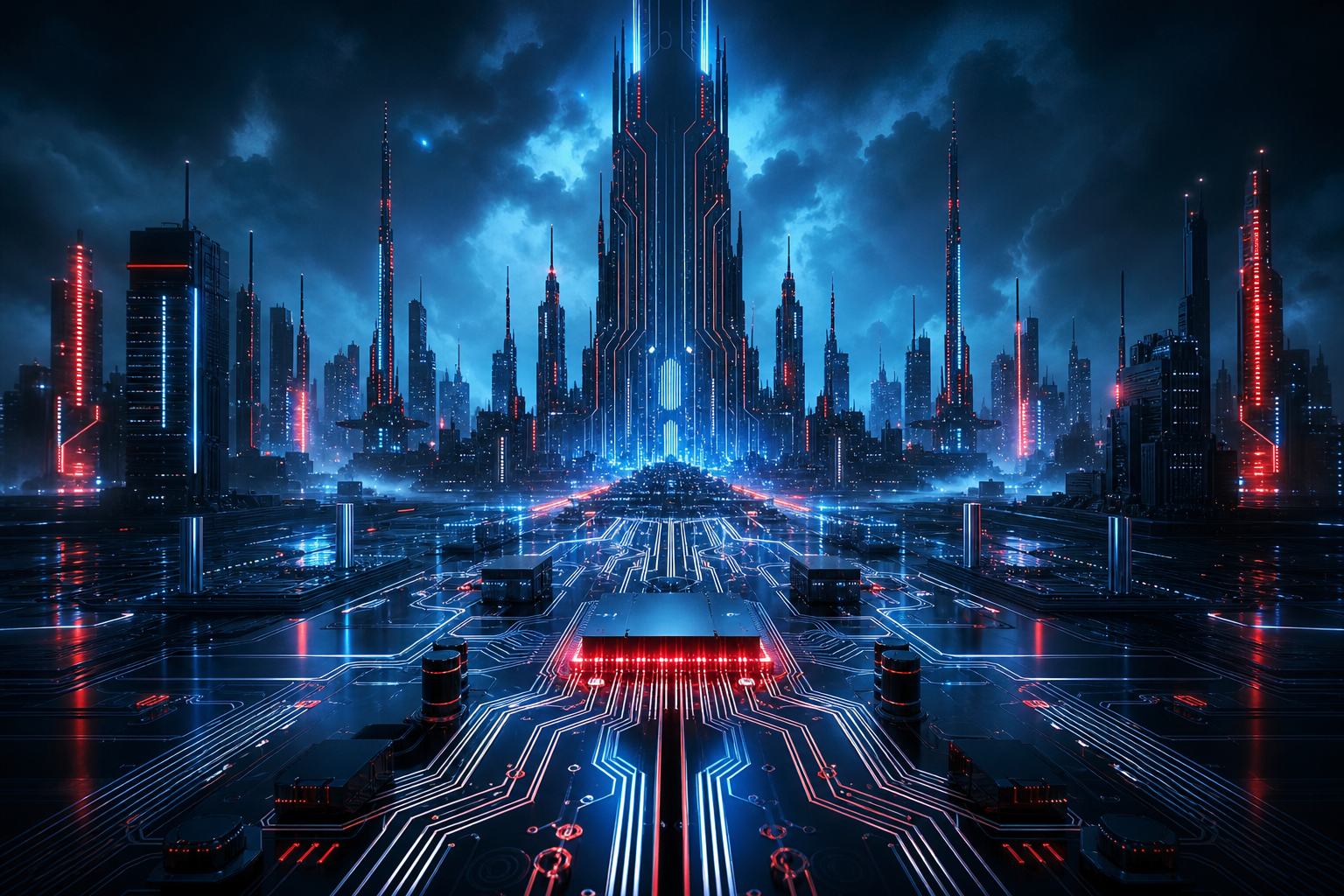 Futuristic Tokyo Street At Night Pcb-Design Wallpaper  2 4K
