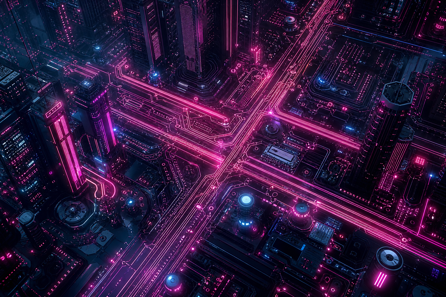 Futuristic Tokyo Street At Night Pcb-Design Wallpaper  2 4K