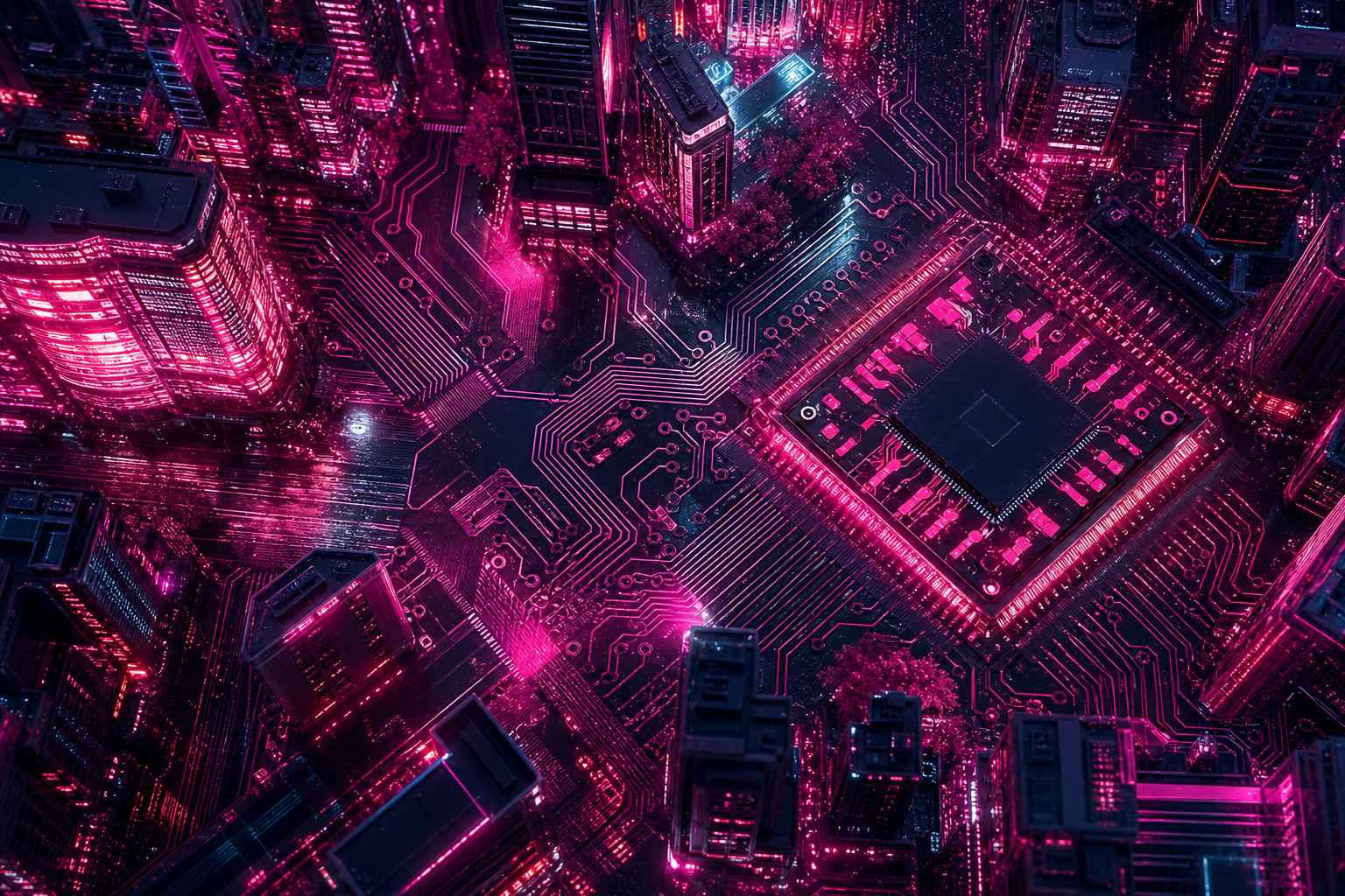Futuristic Tokyo Street At Night Pcb-Design Wallpaper  2 4K