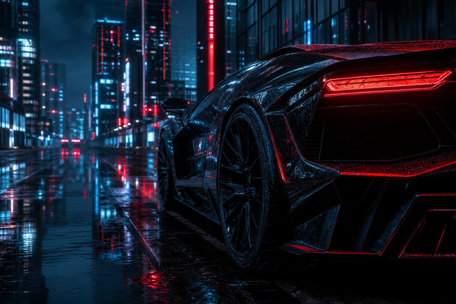 Futuristic Tokyo Street At Night Supercars Wallpaper  2 4K