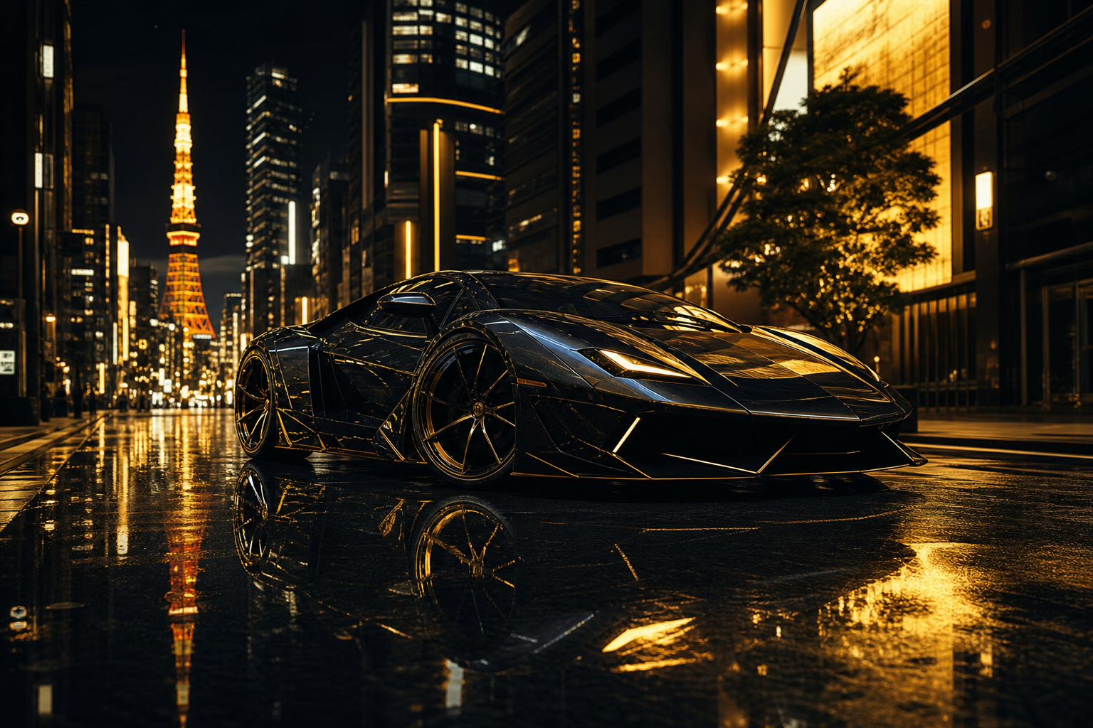 Futuristic Tokyo Street At Night Supercars Wallpaper  2 4K