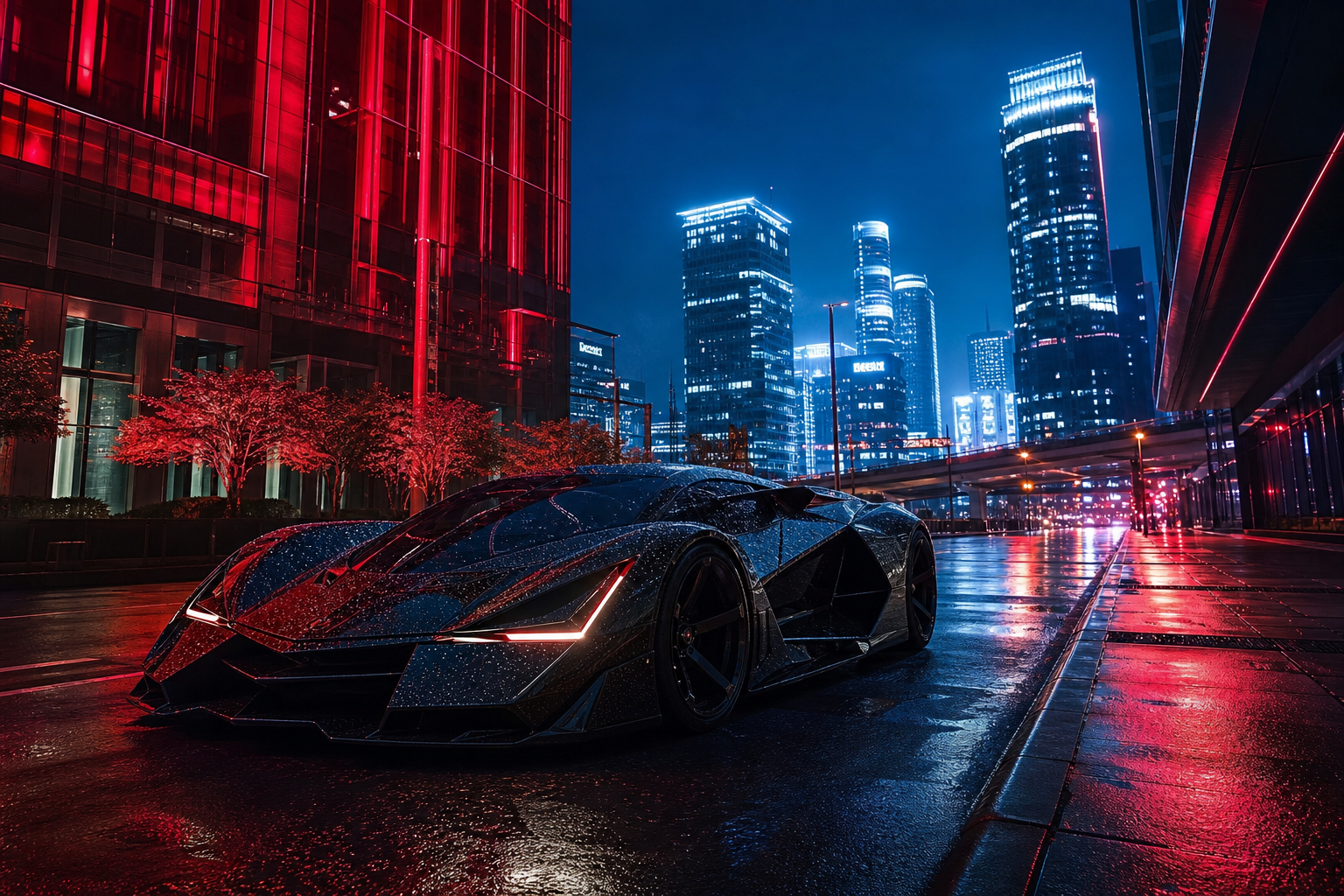 Futuristic Tokyo Street At Night Supercars Wallpaper  2 4K