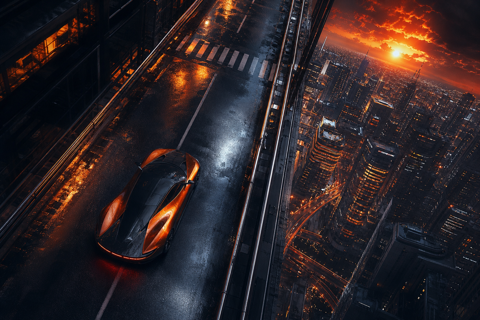 Futuristic Tokyo Street At Night Supercars Wallpaper  2 4K
