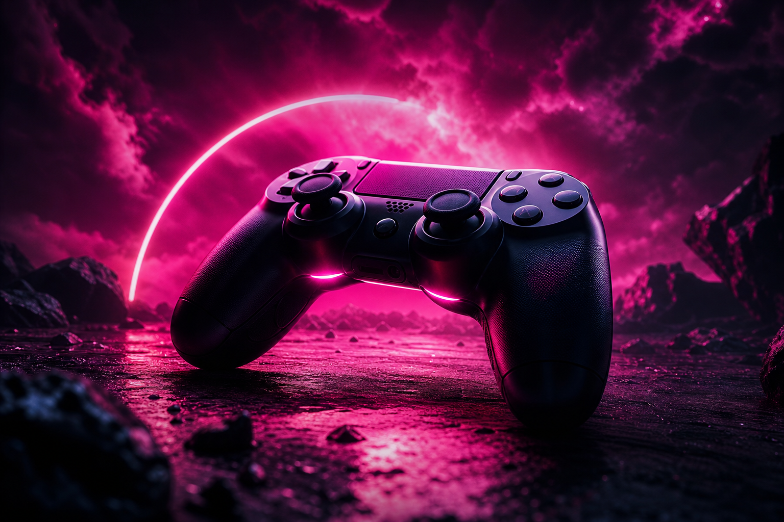 Gaming Controller On Dark Neon Background Gaming Wallpaper  10 4K