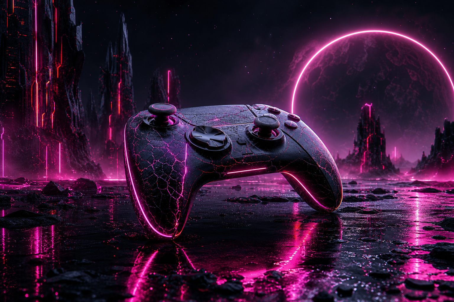 Gaming Controller On Dark Neon Background Gaming Wallpaper  10 4K