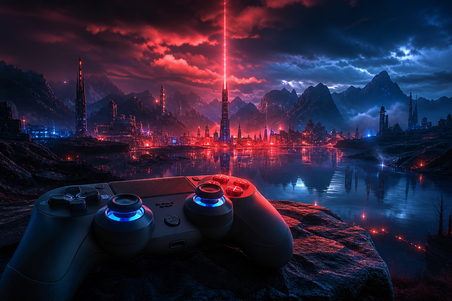 Gaming Controller On Dark Neon Background Gaming Wallpaper  10 4K