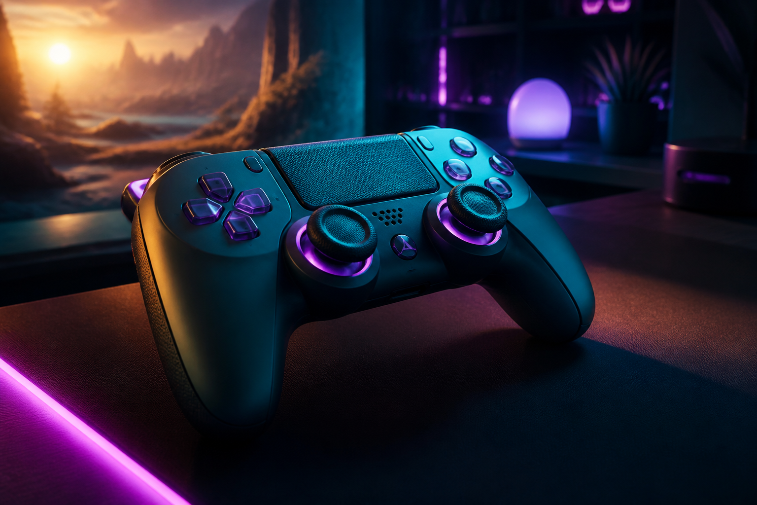 Gaming Controller On Dark Neon Background Gaming Wallpaper  10 4K