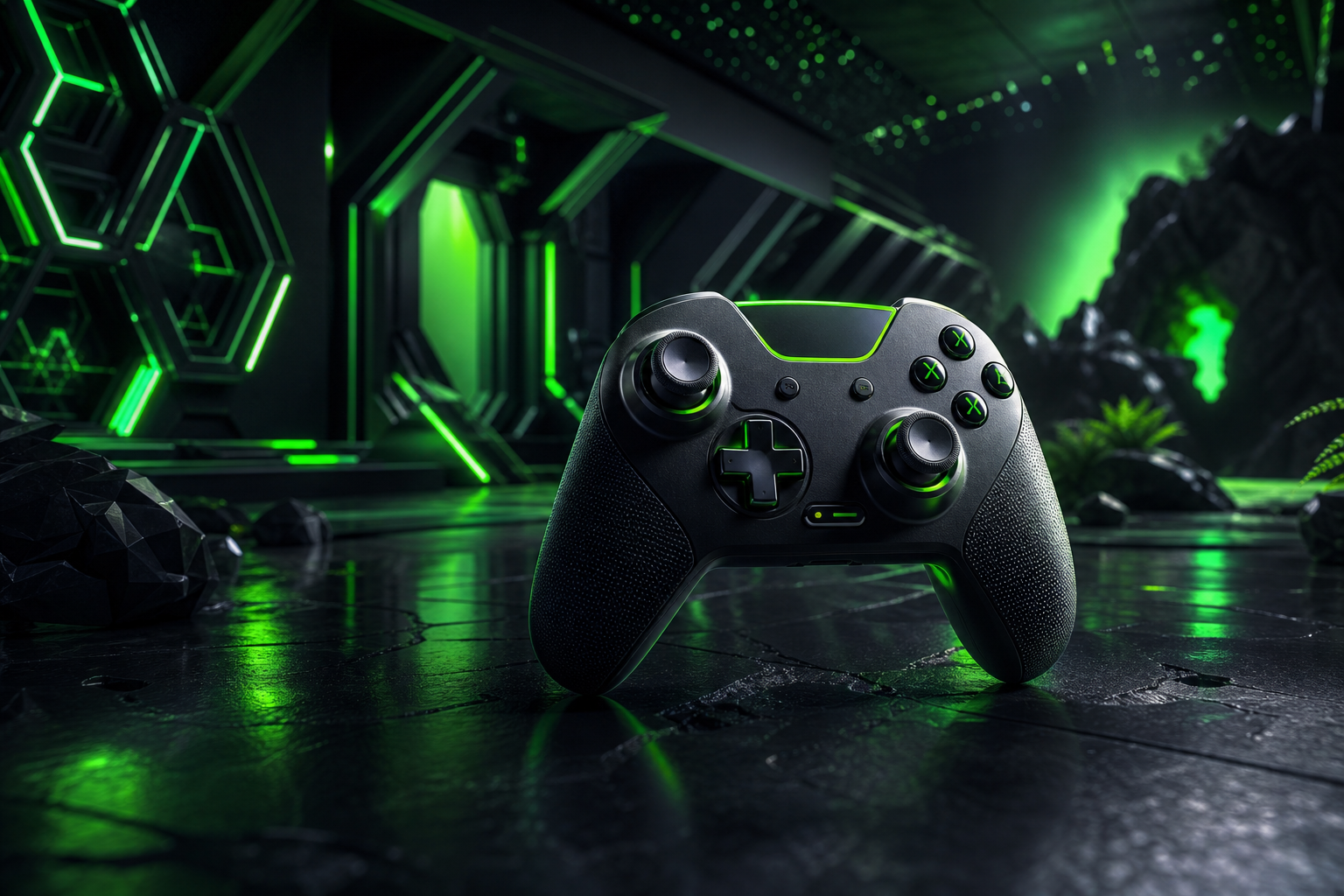 Gaming Controller On Dark Neon Background Gaming Wallpaper  10 4K