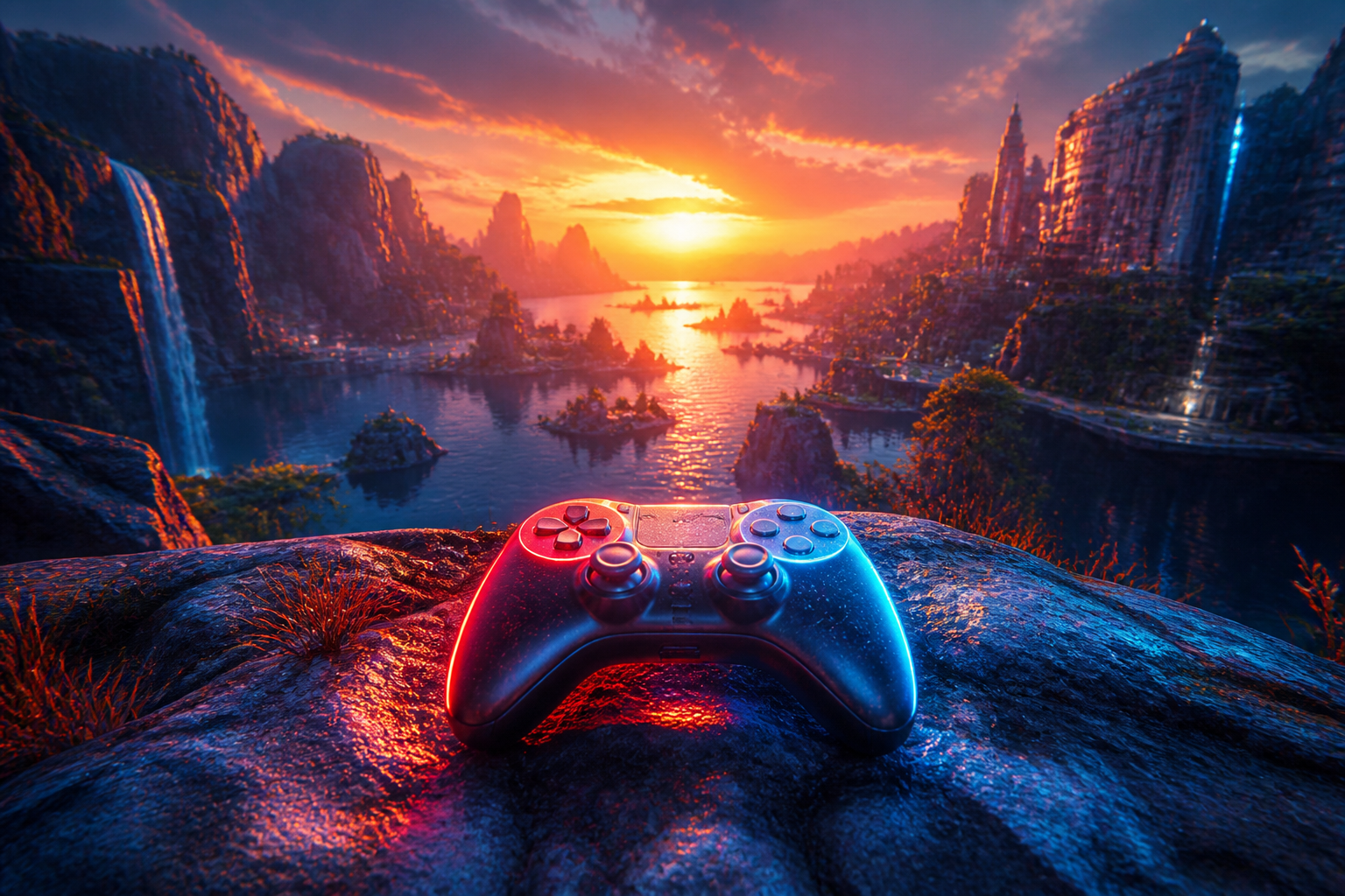 Gaming Controller On Dark Neon Background Gaming Wallpaper  10 4K
