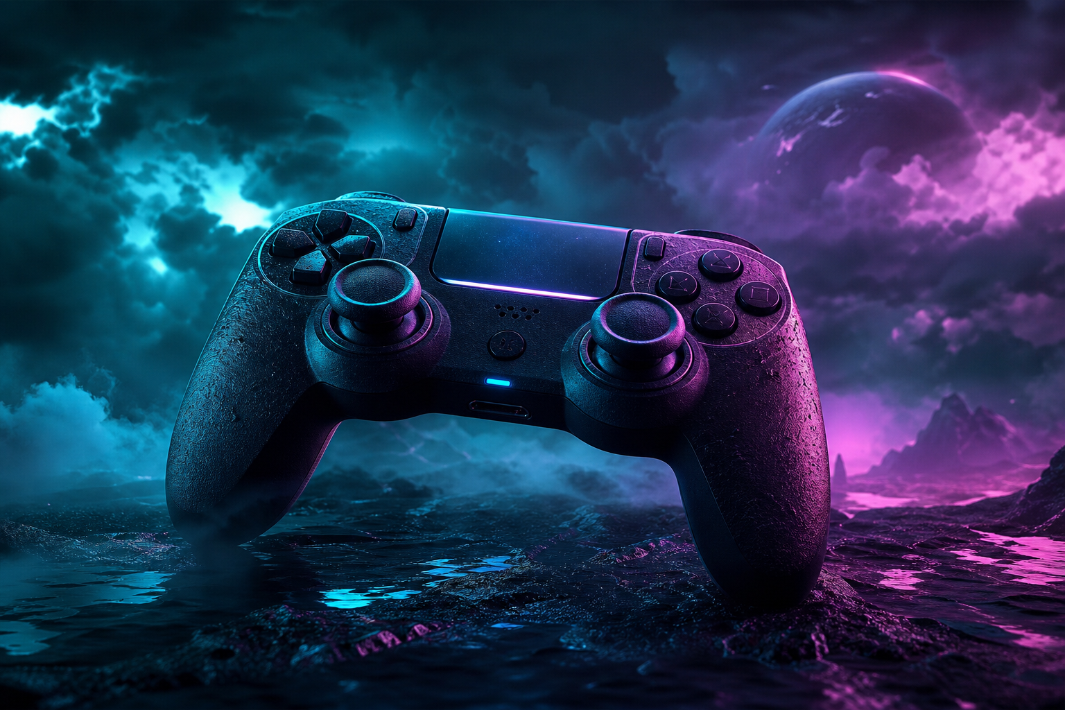 Gaming Controller On Dark Neon Background Gaming Wallpaper  10 4K