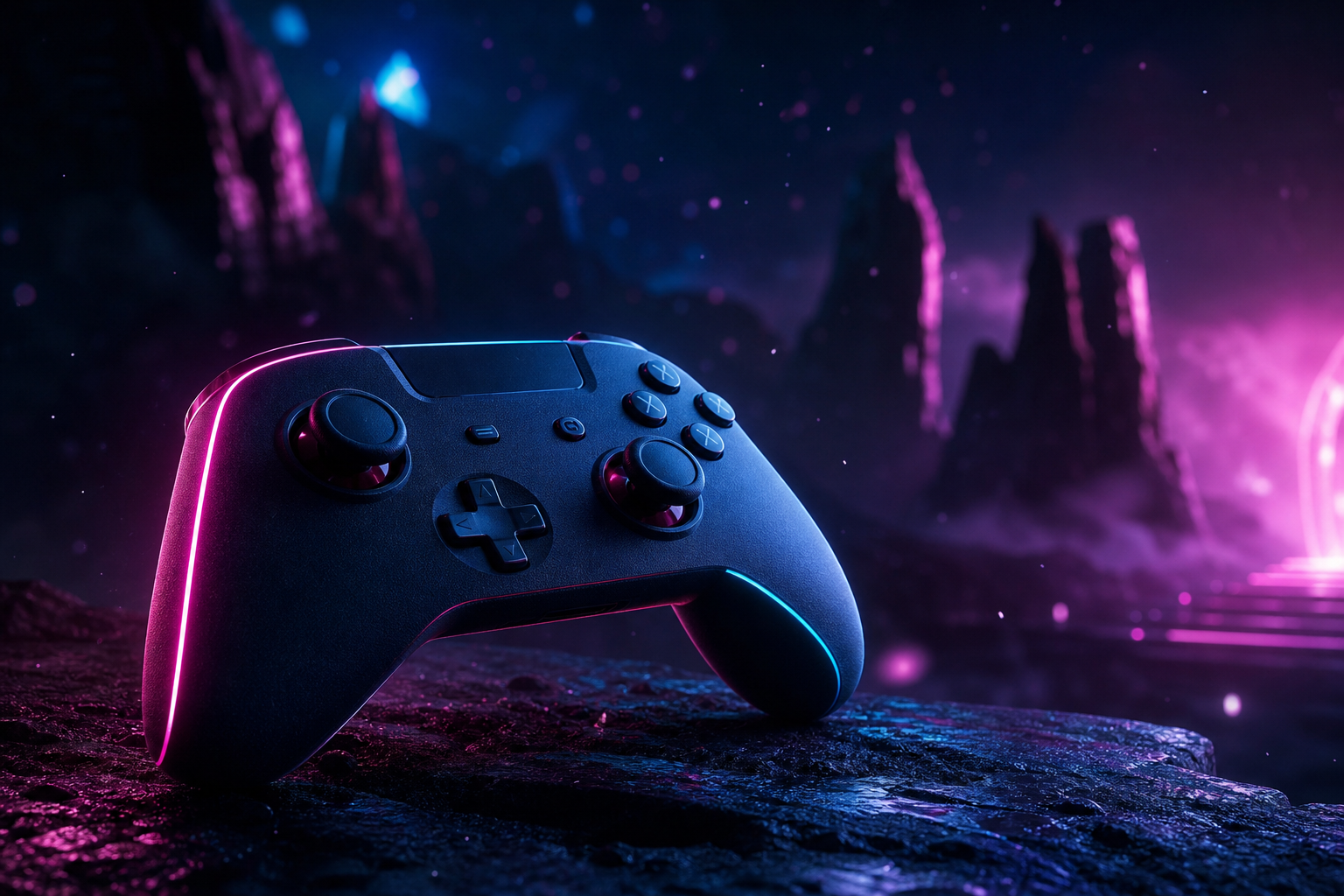 Gaming Controller On Dark Neon Background Gaming Wallpaper  20 4K
