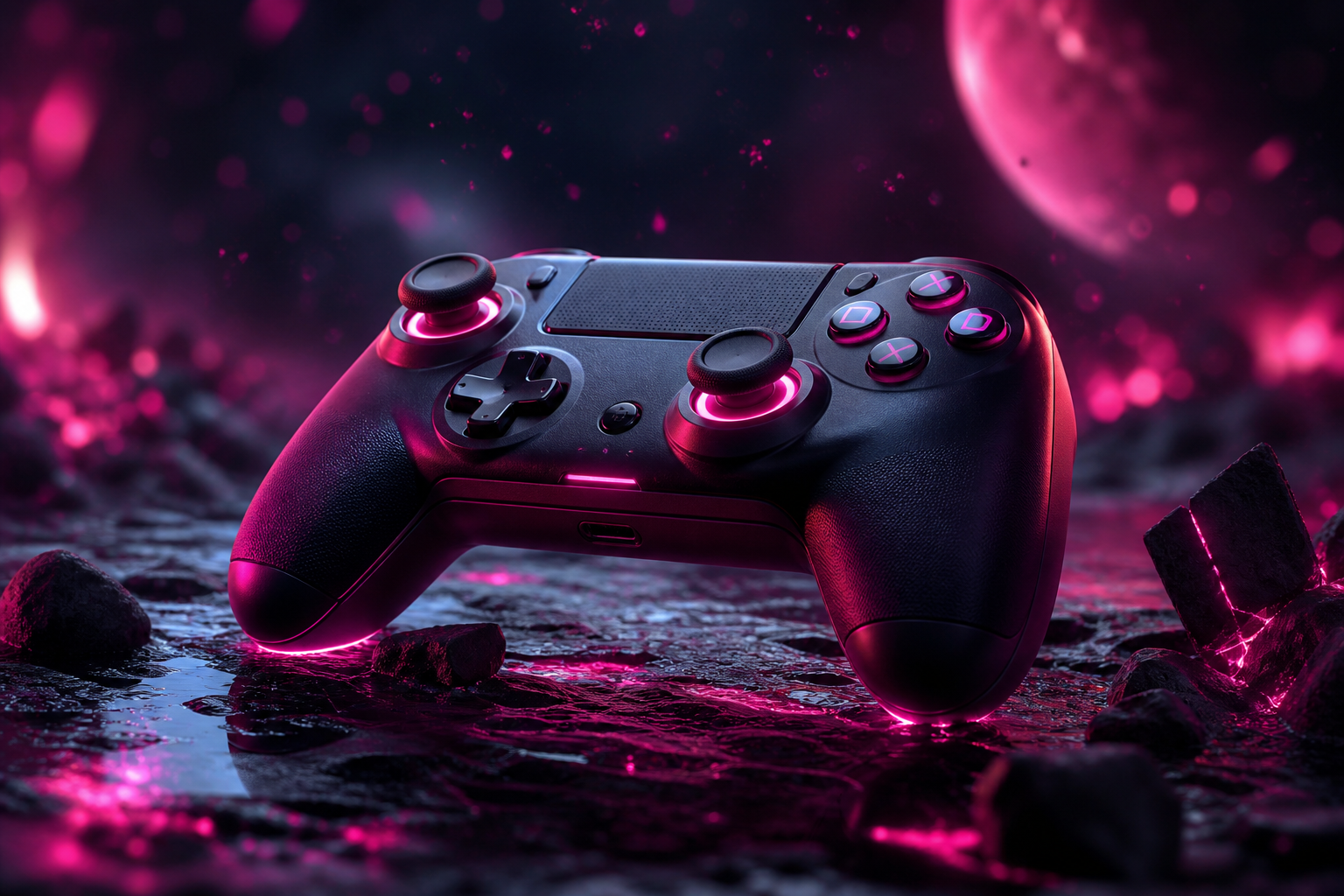 Gaming Controller On Dark Neon Background Gaming Wallpaper  20 4K