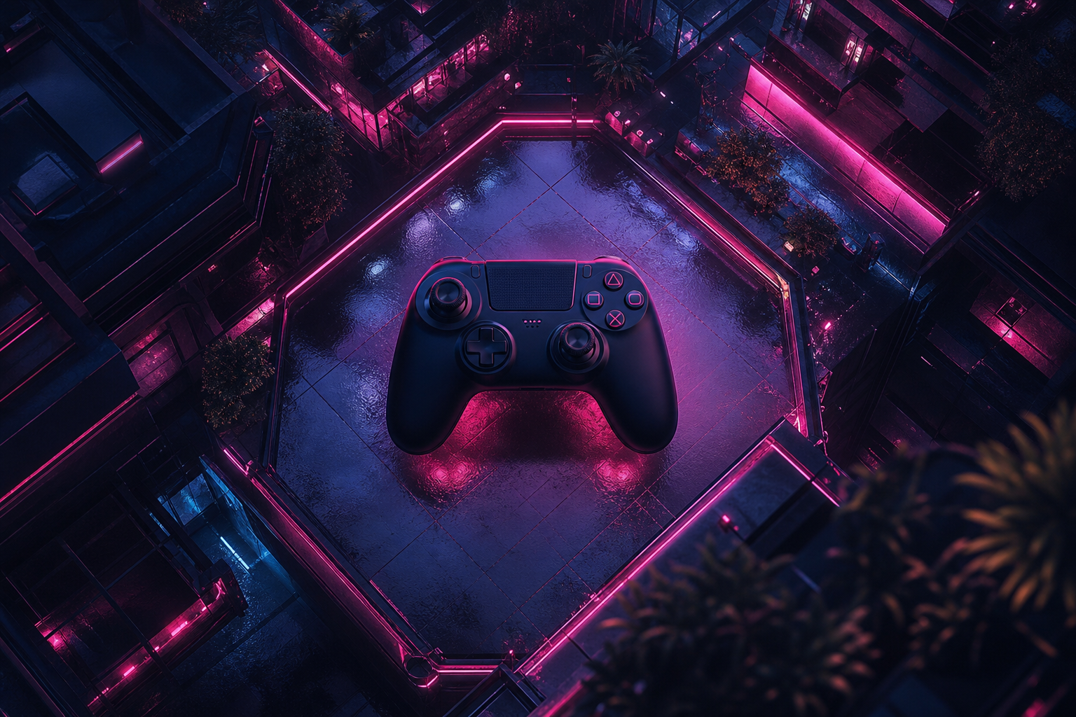 Gaming Controller On Dark Neon Background Gaming Wallpaper  20 4K